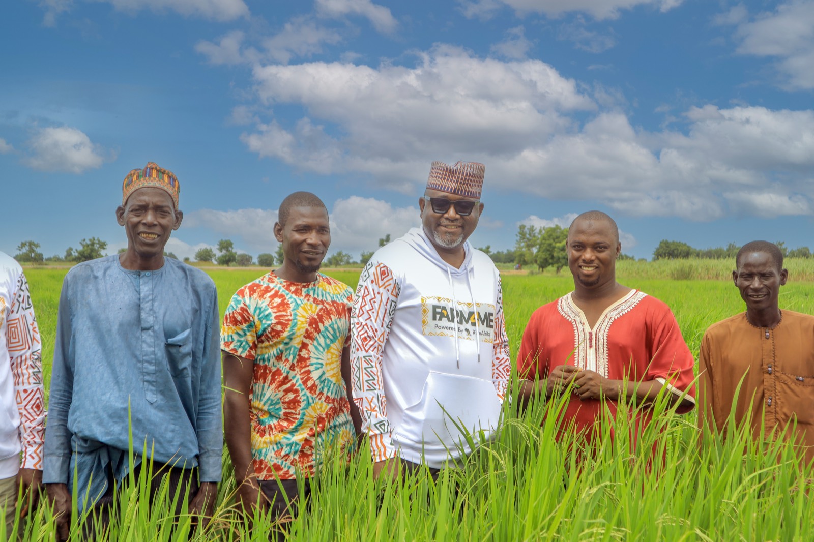 Farmers gathered in a field