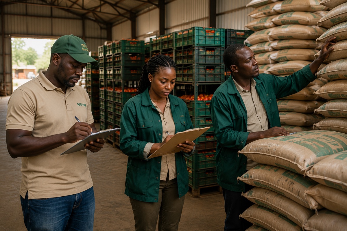 Agribusiness team in a produce warehouse